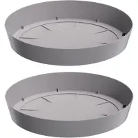 Prosperplast Opvangschaal/onderschaal voor bloempot/plantenpot - 4x - lichtgrijs - rond - Dia 12,5 cm