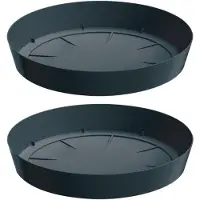 Prosperplast Opvangschaal/onderschaal voor bloempot/plantenpot - 3x - antraciet - rond - Dia 15,5 cm