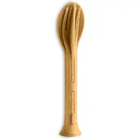 Koziol Reisbestek, Bestekset van 3 Stuks, Mes, Vork, Lepel, Natuur Hout Bruin, Organic Bio-Circular - | Klikk Pocket