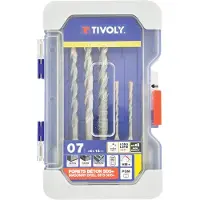 Tivoly Betonborenset - SPEEDER2 SDS+ centreerpuntboren met 4 snijkanten en 2 snijkanten - Ø 4 tot 12 mm - 7 delig