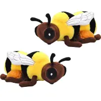 Wild republic Pluche knuffel dieren Ecokins honingbij - 2x - zwart/geel - 30 cm - Insecten
