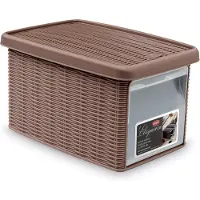 Stefanplast Opbergmand - Opbergbox - 'Elegance' - Multifunctioneel - klepje aan voorkant - Taupe - Maat S