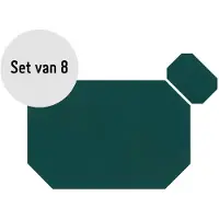Krumble Placemat achthoekig + onderzetter pu leder groen set van 8
