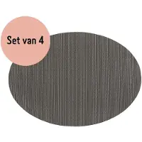 QUVIO Placemat ovaal 32 x 45 cm /bruin set van 4