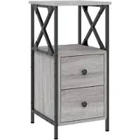 vidaXL Nachtkastje 34x35,5x70 cm bewerkt hout grijs sonoma eikenkleur