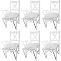 vidaXL Eetkamerstoelen hout wit 6 st online kopen