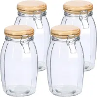 Zeller Weckpotten/inmaakpotten - 4x - 1.85L - glas - met beugelsluiting - D13 x H23 cm