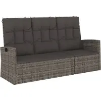 vidaXL Tuinbank verstelbaar met kussens 173 cm poly rattan grijs