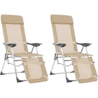 vidaXL Campingstoelen met voetensteun 2 st inklapbaar textileen crème