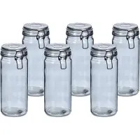 Zeller Voorraadpotten/bewaarpotten - 6x - 1L - glas - met beugelsluiting - D10 x H20 cm