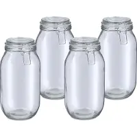 Zeller Voorraadpot/bewaarpot Alfie - 4x - 2L - glas - beugelsluiting - D13 x H26 cm