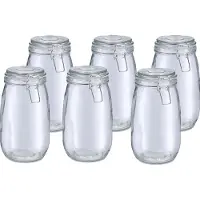 Zeller Voorraadpot/bewaarpot Alfie - 6x - 1.4L - glas - beugelsluiting - D11 x H22 cm