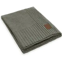 Knit Factory Uni Gebreid Plaid XL - Woondeken - plaid - Wollen deken - Kleed - Urban Green - 195x225 cm