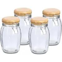 Zeller Voorraadpotten/bewaarpotten - 4x - 1.2L - glas - met beugelsluiting - D12 x H19 cm