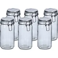 Zeller Voorraadpotten/bewaarpotten - 6x - 750 ml - glas - met beugelsluiting - D10 x H15 cm