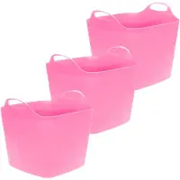 Excellent houseware Flexibele emmer - 3x - roze - 25 liter - kunststof - vierkant - 35 x 38 cm