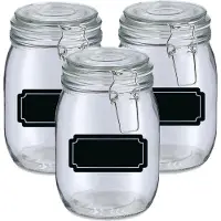 Zeller Weckpotten/inmaakpotten - 4x - 1L - glas - met beugelsluiting - incl. etiketten