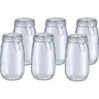 Zeller Weckpot/inmaakpot Alfie - 6x - 1.4L - glas - beugelsluiting - D11 x H22 cm