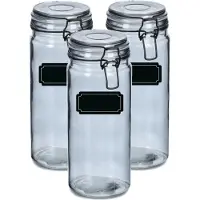 Zeller Weckpotten/inmaakpotten - 6x - 1L - glas - met beugelsluiting - incl. etiketten