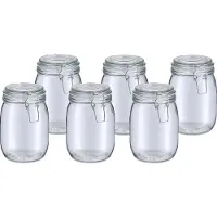 Zeller Voorraadpot/bewaarpot Alfie - 6x - 1L - glas - beugelsluiting - D11 x H17 cm