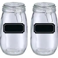 Zeller Weckpotten/inmaakpotten - 4x - 1.4L - glas - met beugelsluiting - incl. etiketten