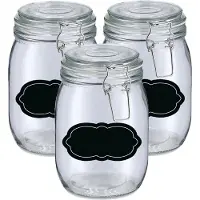 Zeller Weckpot/inmaakpot - 6x - 1L - glas - met beugelsluiting - incl. etiketten