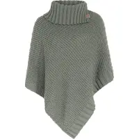 Knit Factory Nicky Gebreide Poncho - Met sjaal kraag - Dames Poncho - Gebreide mantel - Groene winter poncho - Urban Green - One Size