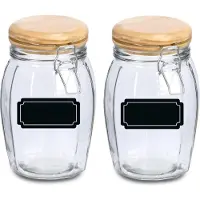 Zeller Weckpotten/inmaakpotten - 4x - 1.2L - glas - met beugelsluiting - incl. etiketten
