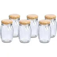 Zeller Voorraadpotten/bewaarpotten - 6x - 1.2L - glas - met beugelsluiting - D12 x H19 cm
