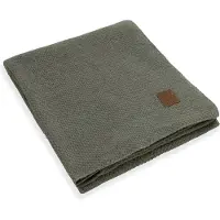 Knit Factory Jesse Gebreid Plaid XL - Woondeken - plaid - Wollen deken - Kleed - Urban Green- 195x225 cm