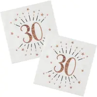 SANTEX Verjaardag feest servetten leeftijd - 50x - 30 jaar - rose goud - 33 x 33 cm