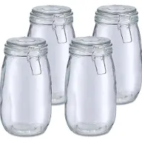 Zeller Voorraadpot/bewaarpot Alfie - 4x - 1.4L - glas - beugelsluiting - D11 x H22 cm