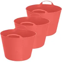Excellent houseware Flexibele emmer - 3x - rood - 15 liter - kunststof - 35 x 29 cm