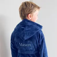 Yoursurprise Kinderbadjas met naam - Blauw - 6/8 jaar