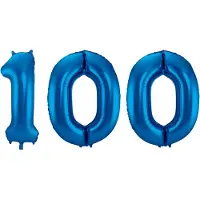 Folat Cijfer ballonnen - Verjaardag versiering 100 jaar - 85 cm - blauw
