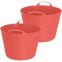 Excellent houseware Flexibele emmer - 2x - rood - 15 liter - kunststof - 35 x 29 cm - Wasmanden