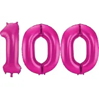 Folat Cijfer ballonnen - Verjaardag versiering 100 jaar - 85 cm - roze
