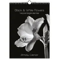 Comello Black and white flowers verjaardagskalender - A4