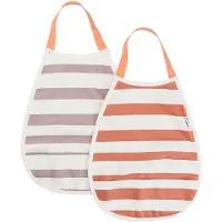 Done by Deer Slabbetjes - 2-pack - PU - Papaya/Powder m. Strepe - - OneSize - Slabbetjes