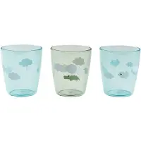Done by Deer - Yummy Mini Glass 3 Pcs Happy Clouds - Green - Ø6,5 x H 7 cm
