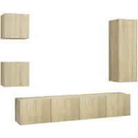 vidaXL 5-delige Tv-meubelset bewerkt hout sonoma eikenkleurig
