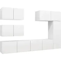 vidaXL 6-delige Tv-meubelset bewerkt hout wit