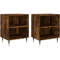 vidaXL Nachtkastjes 2 st 40x30x50 cm bewerkt hout gerookt eikenkleurig