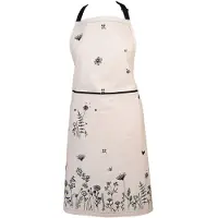 Clayre & Eef Keukenschort 70x85 cm Beige Zwart Katoen Bloemen BBQ Schort Beige BBQ Schort