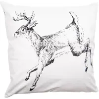 Clayre & Eef Kussenhoes 45x45 cm Wit Grijs Polyester Vierkant Rendier Sierkussenhoes Wit Sierkussenhoes