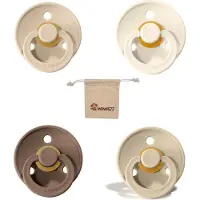 BIBS fopspenen Maat 1 0-6 maanden| Vanilla, Ivory, sand, Dark oak met Monkiezz Speenzakje