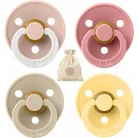 BIBS fopspenen - T1 -Dusty Pink, Pale Butter, Vanilla, Glow Blush -0-6 maanden - spenen - speen - fopspeen - BolleToet speenzakje