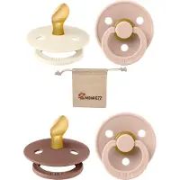BIBS Blister | Met Monkiezz Speenzakje - maat 1 0-6 maanden - 4 stuks - Ivory - Blush -Woodchcuk - Blush