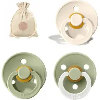 BIBS spenen T1 met speenzakje | Ivory, Sage, Sage Glow in the dark | 0 tot 6 maanden