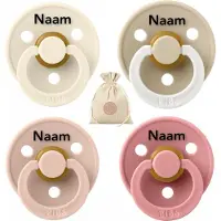 BIBS fopspenen met naam - T1 -Dusty Pink , Ivory, Blush en Glow vanilla - 0-6 maanden - spenen - speen - fopspeen - BolleToet speenzakje